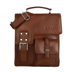 100% Genuine Leather Messenger Bag For Men ( Tan )