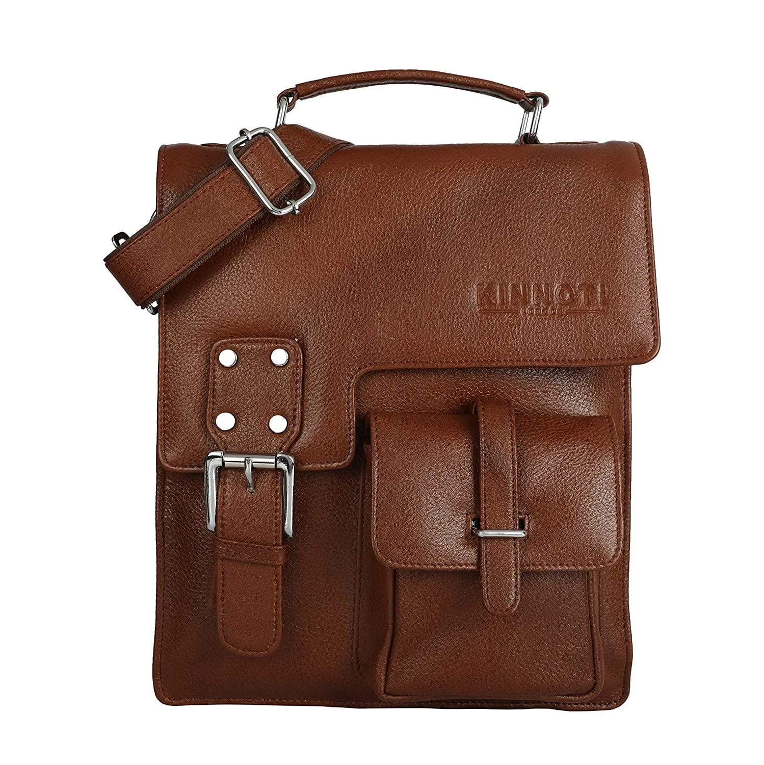 100% Genuine Leather Messenger Bag For Men ( Tan )