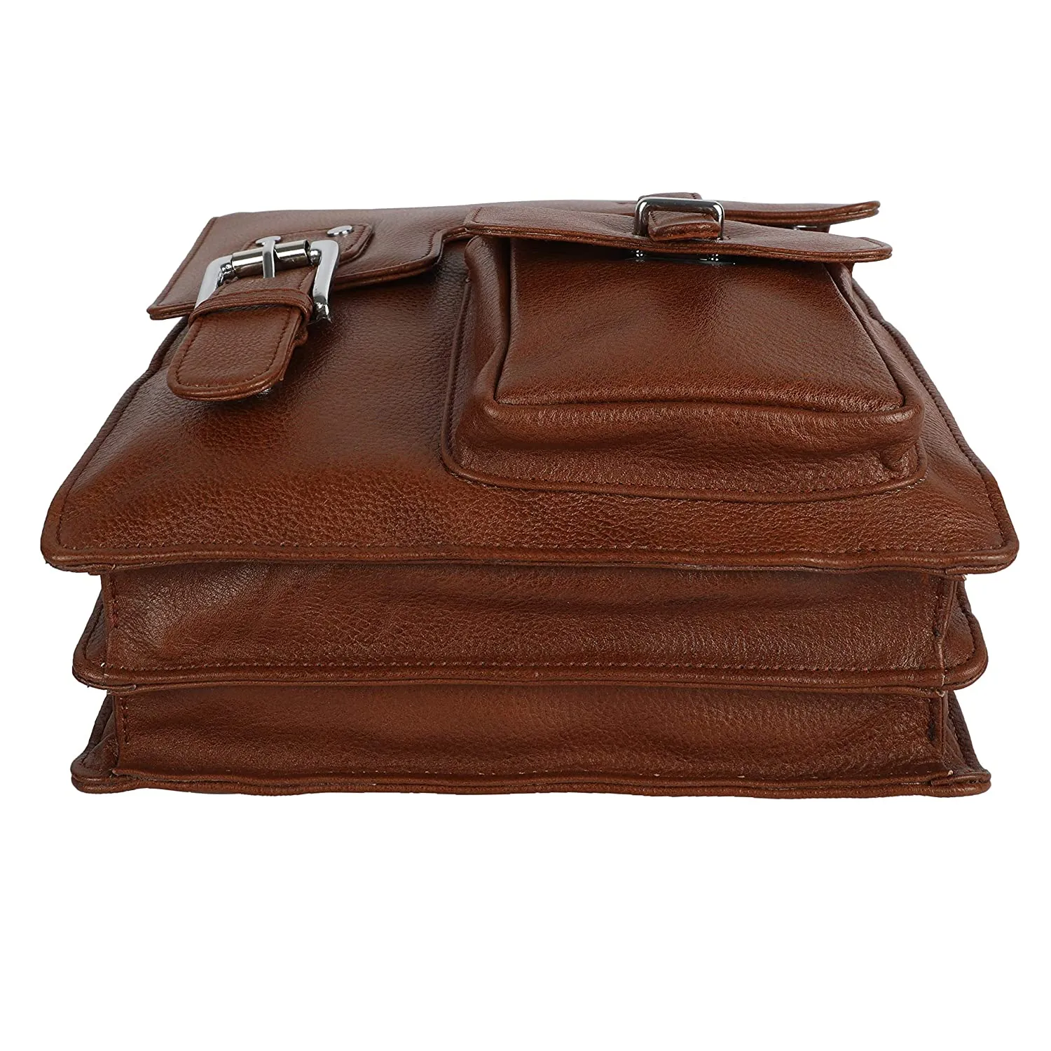 100% Genuine Leather Messenger Bag For Men ( Tan )