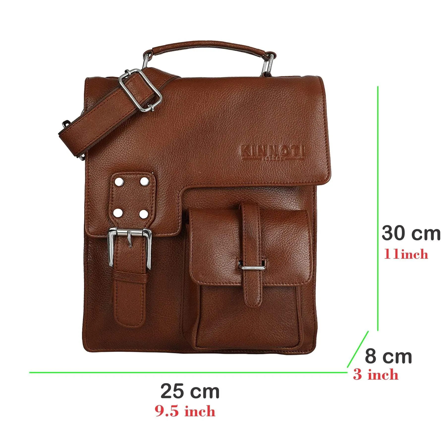 100% Genuine Leather Messenger Bag For Men ( Tan )