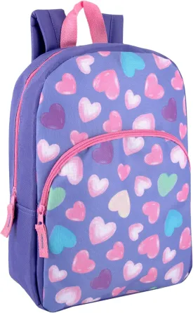 15 Inch Kids Backpacks for Boys & Girls | Preschool, Kindergarten, Elementary School Backpacks with Adjustable, Padded Straps (Happy Hearts)