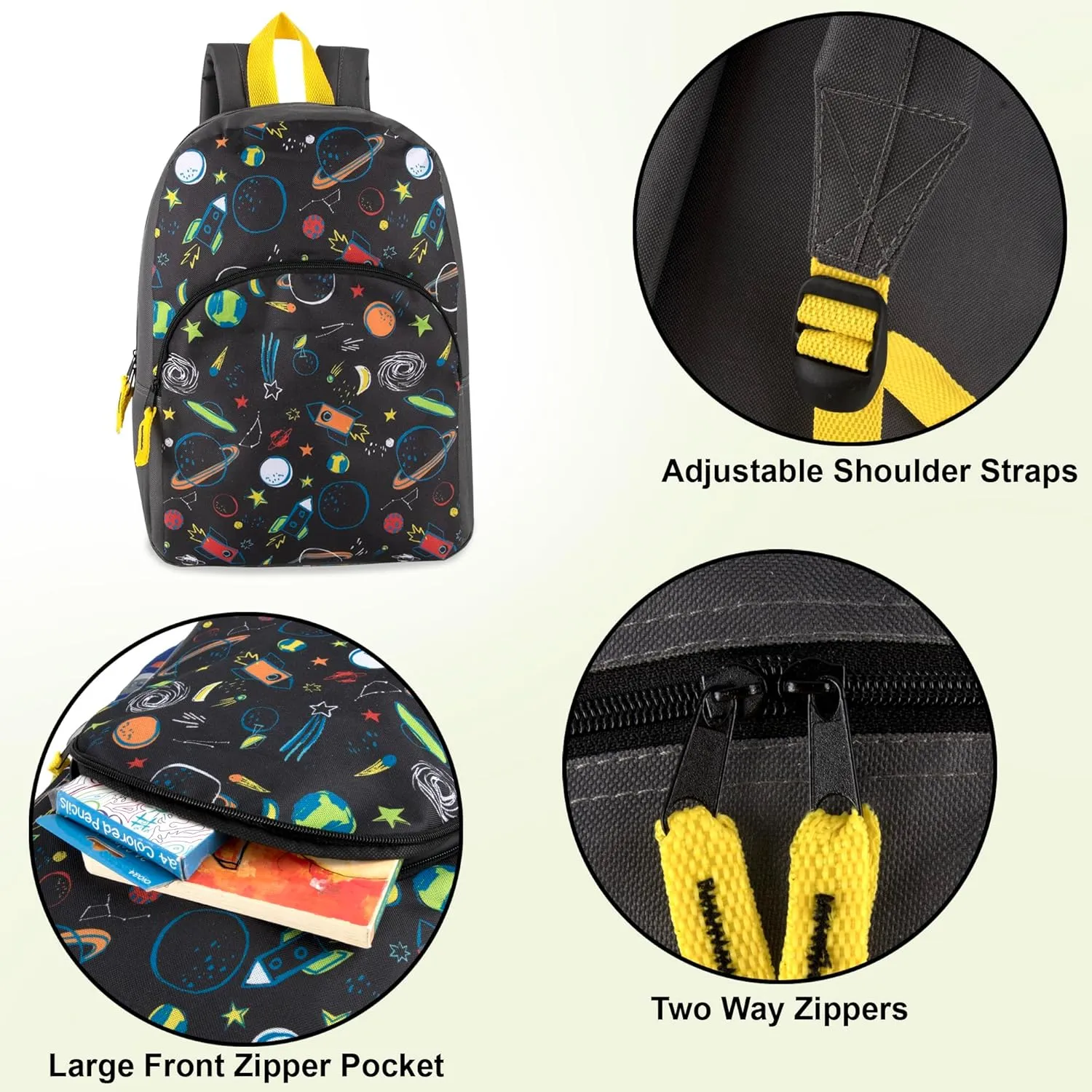 15 Inch Kids Backpacks for Boys & Girls | Preschool, Kindergarten, Elementary School Backpacks with Adjustable, Padded Straps (Stellar Space)