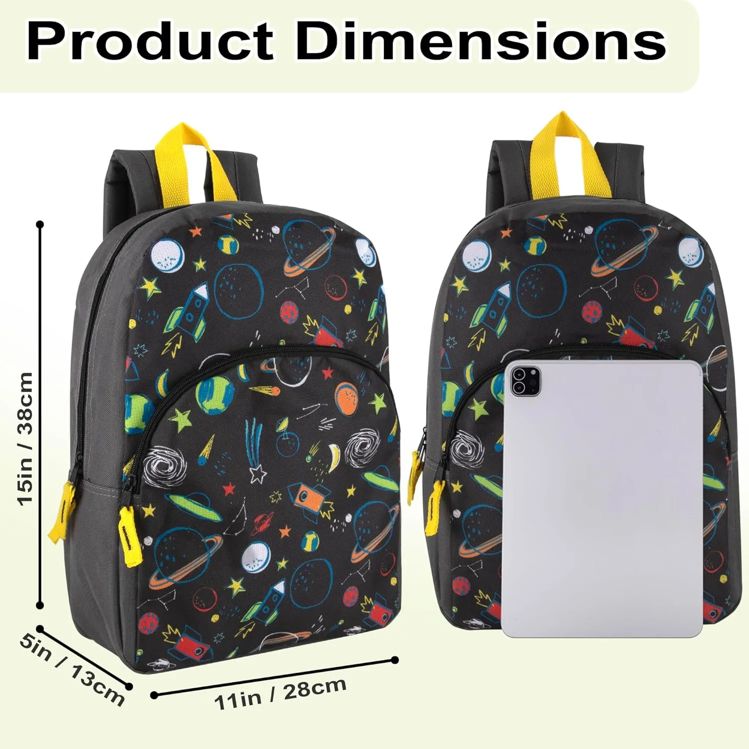 15 Inch Kids Backpacks for Boys & Girls | Preschool, Kindergarten, Elementary School Backpacks with Adjustable, Padded Straps (Stellar Space)