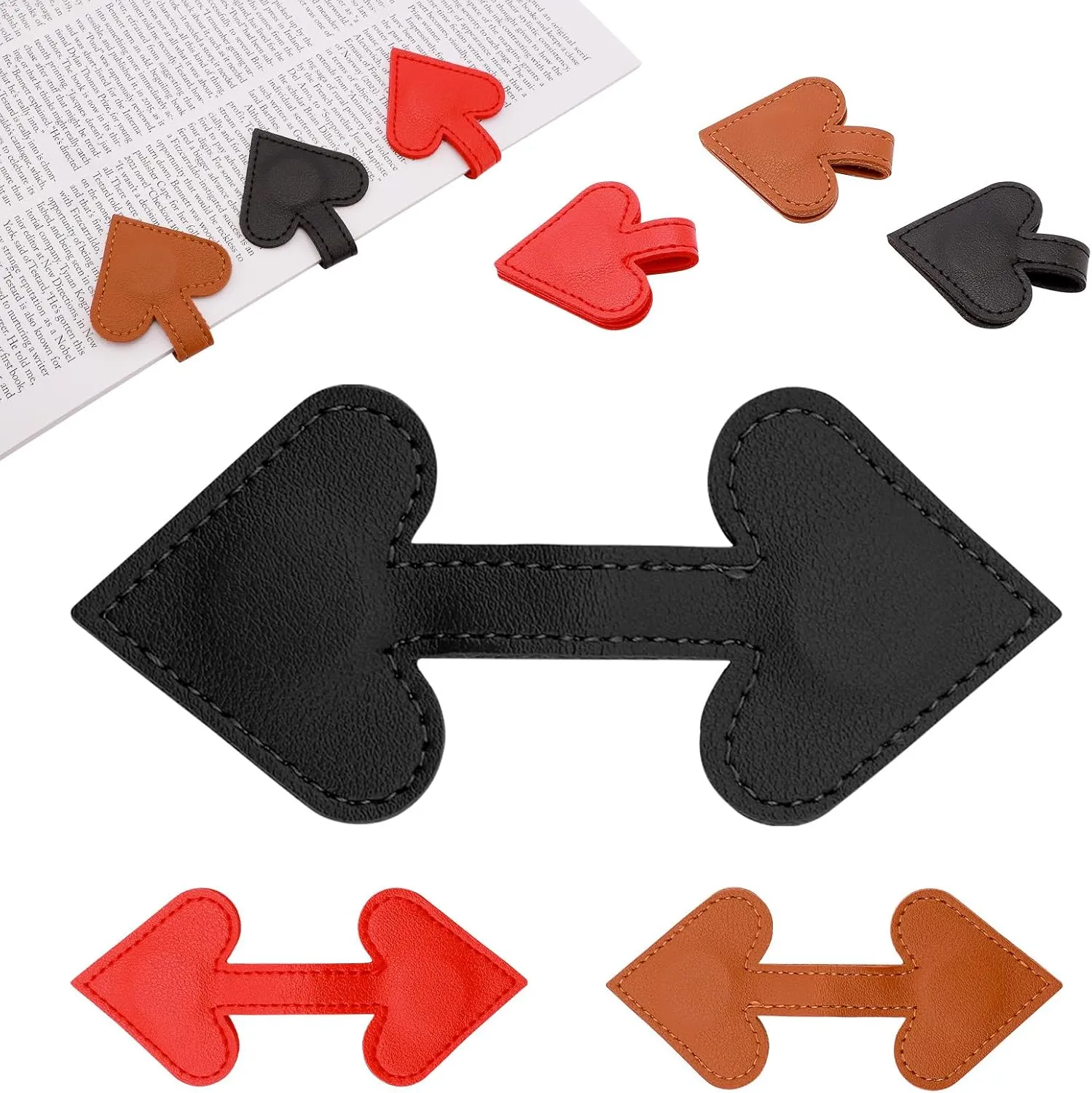 1Pcs Heart-Shaped Magnetic Leather Bookmark - Romantic Heart Bookmark, Faux Leather Book Mark with Double-Sided Magnets, Love Gifts for Women, Students, Reading Lovers Mothers Day Gift(Black)