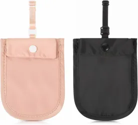 2 PCS Travel Bra Wallet for Women, Hidden Undercover Travel Bra Pouch for Women (Washable) Under Clothes Money Belt Pouch Secret for Passport Money Valuables for All Bra Sizes(45.4 Inch Black, Pink)