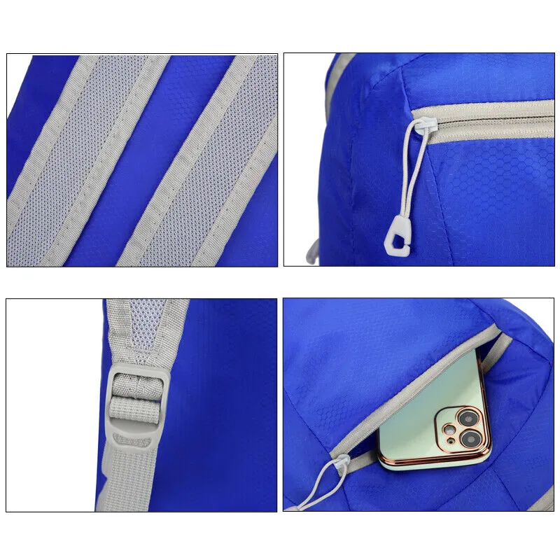 20L Blue Waterproof Lightweight Backpack | Portable Foldable | Travel Outdoor