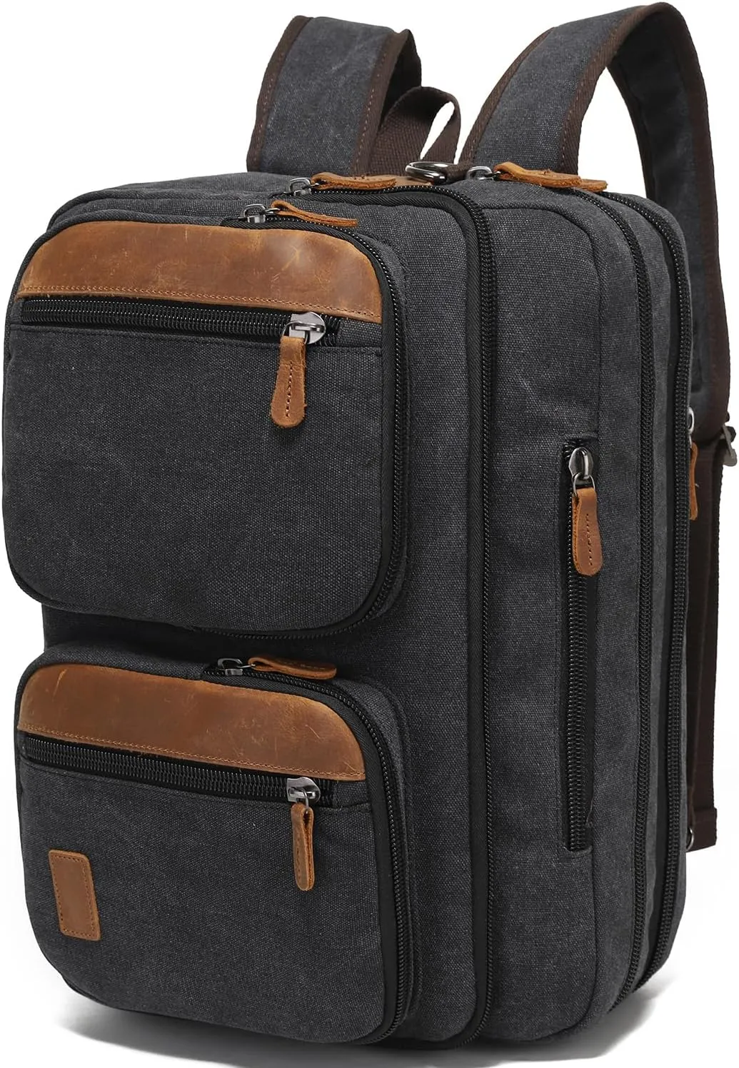 3 In 1 Messenger Bag for Men: 18.5'' Canvas Mens Laptop Computer Bag Backpack with Multiple Pockets & Laptop Sleeve & USB Port for Men Work, Carry On Crossbody Bag for Notebook, (Black)