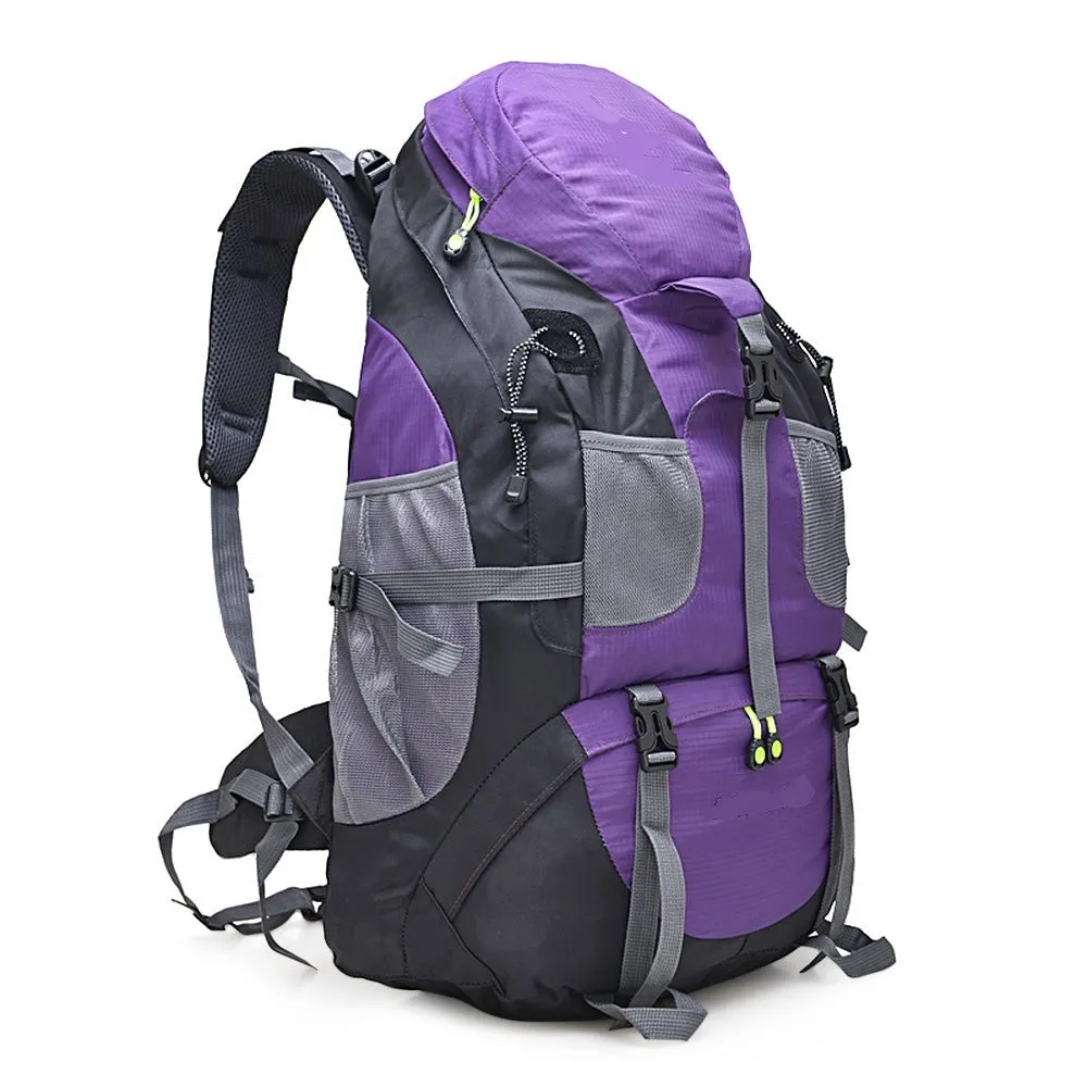 50L Lightweight Durable Backpack With Ergonomic Design, Zipper Pockets