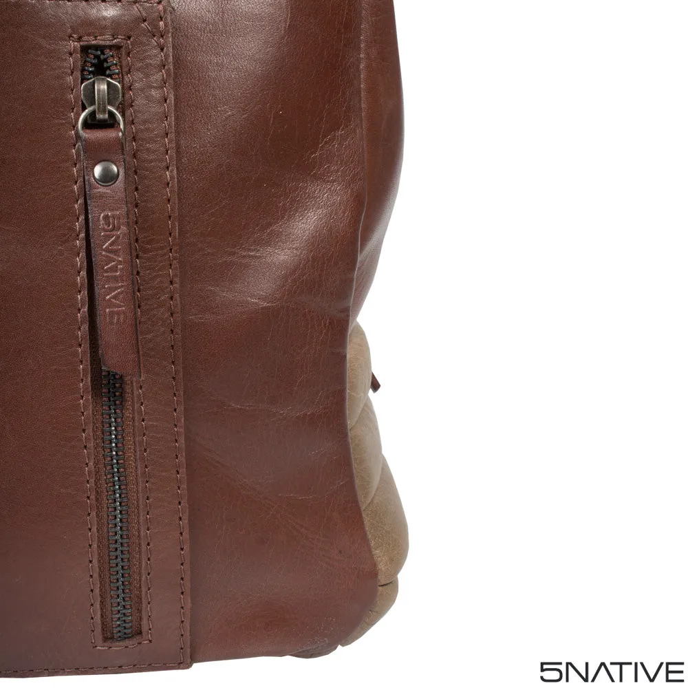 5NATIVE BROWN AND OLIVE EAST WEST LEATHER MESSENGER BAG