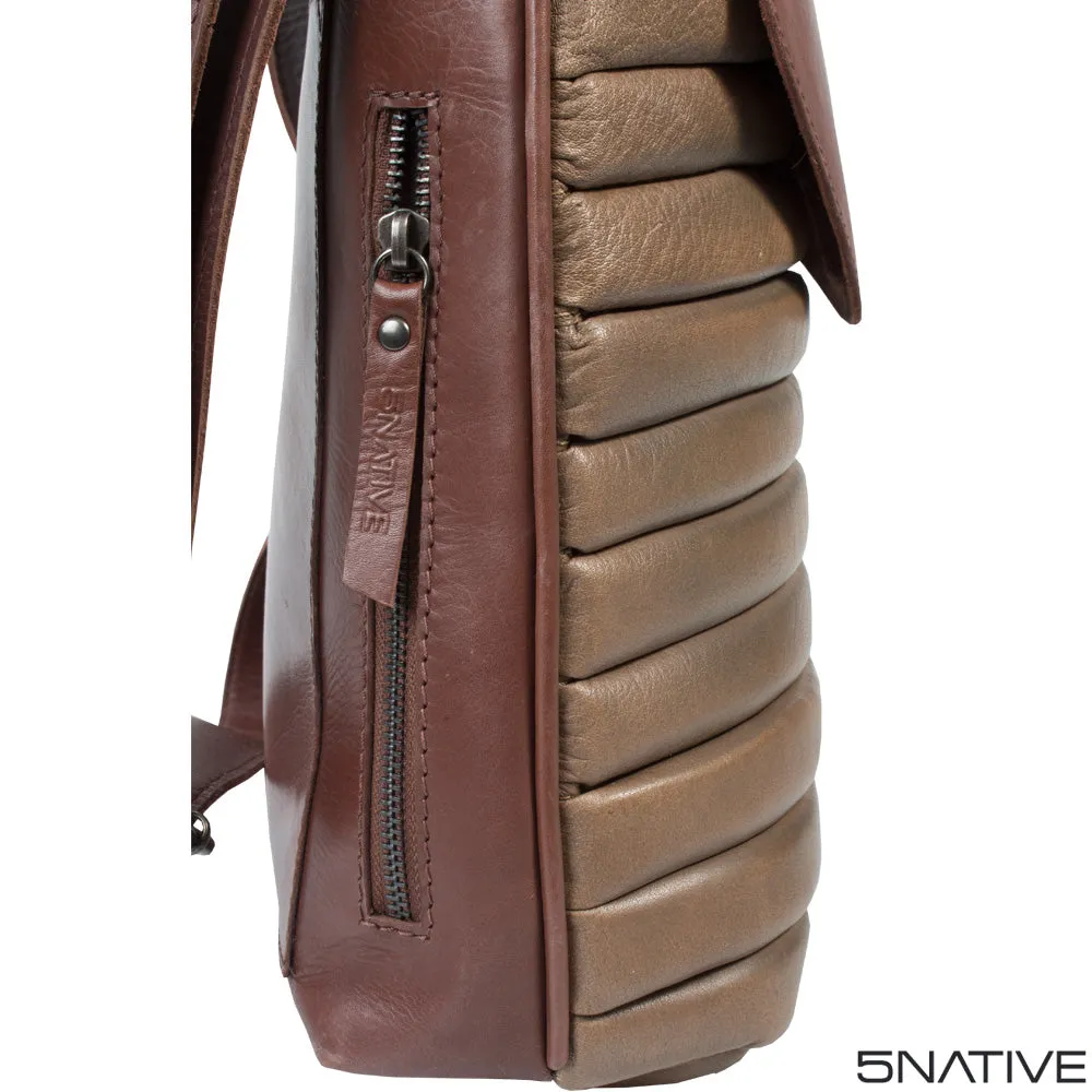 5NATIVE BROWN AND OLIVE NORTH SOUTH LEATHER MESSENGER BAG