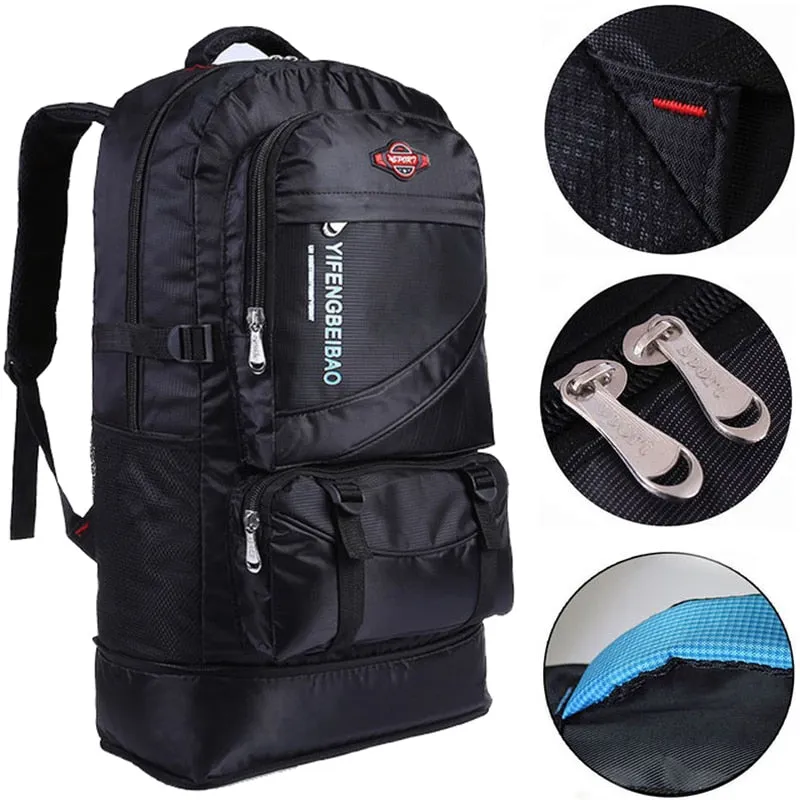 60L Waterproof Men Nylon Backpack Travel Pack Sports Pack Outdoor Mountaineering Hiking Climbing