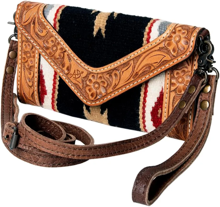 American Darling Hand Tooled Saddle Blanket Genuine Leather Women Bag Western Handbag Purse