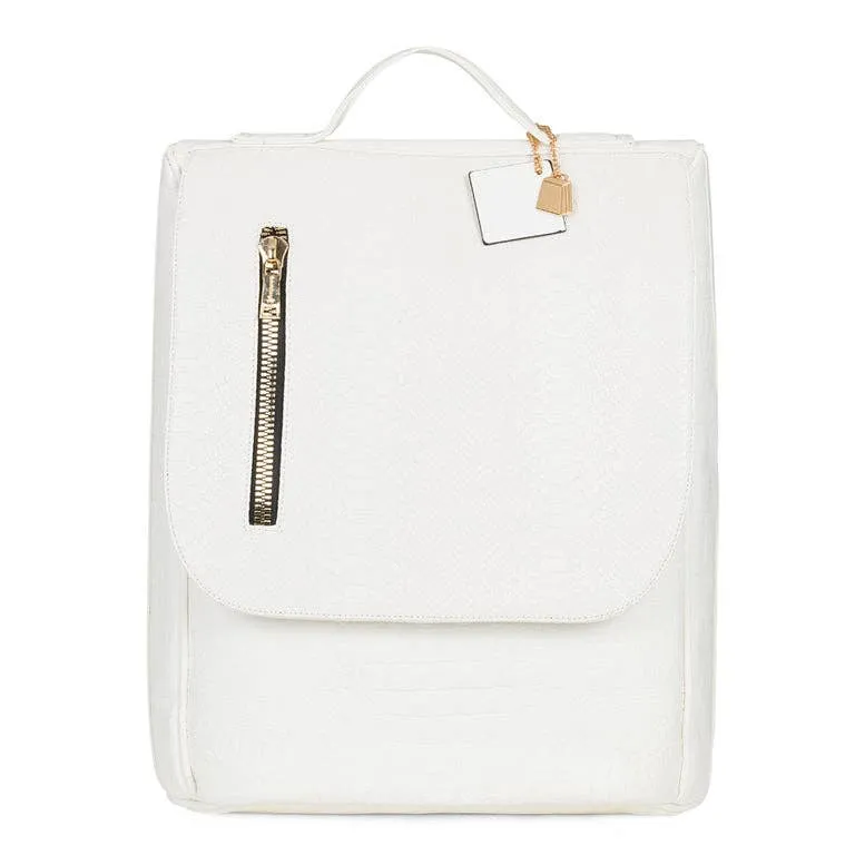 Apollo 2 Crocodile Skin Backpacks: White