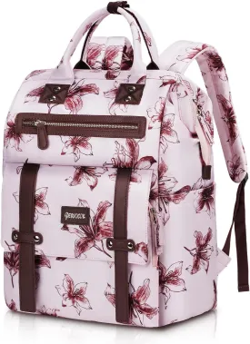 Backpack for Women, 15.6inch Wide Open Work Business Laptop Backpack with USB Charging Hole, Pink Backpack Purse for Women, Computer Casual Backpacks Gift for Teacher Doctor Nurse College