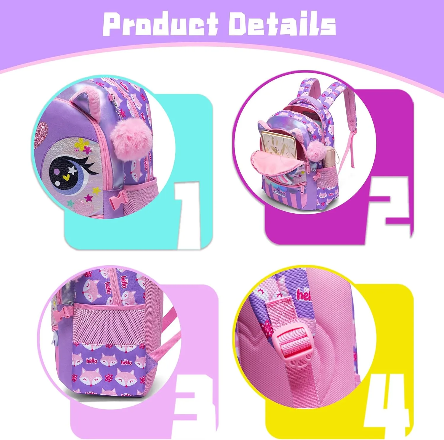 Backpacks for Girls School Bag Cute Girls Backpacks Ages 8-10 Kids Bookbag Set Travel Backpack for Preschool Kindergarten Elementary Students Backpack to School Supplies