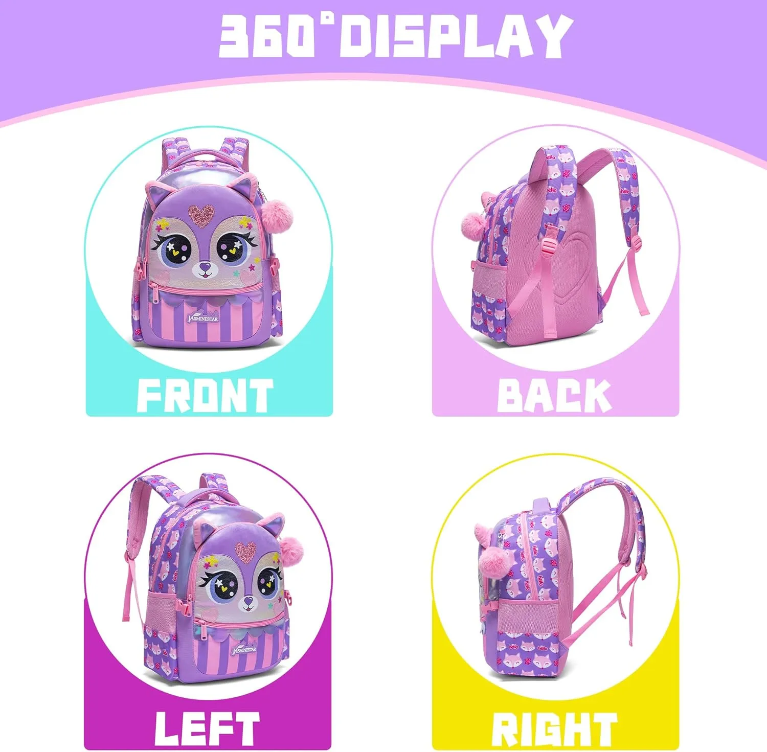 Backpacks for Girls School Bag Cute Girls Backpacks Ages 8-10 Kids Bookbag Set Travel Backpack for Preschool Kindergarten Elementary Students Backpack to School Supplies