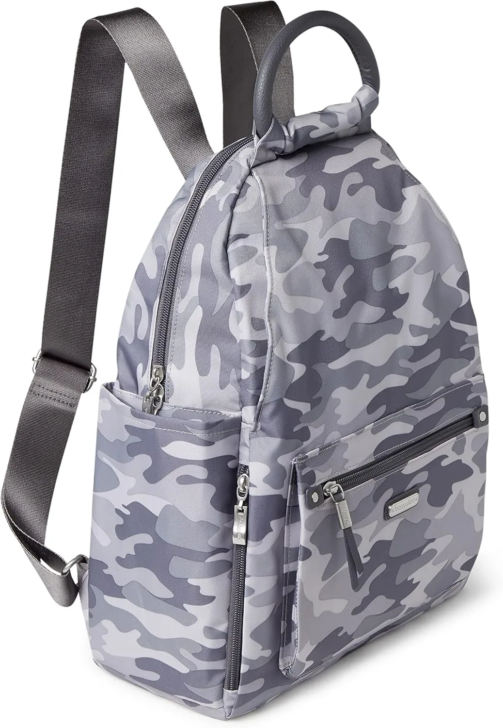 Baggallini womens All Day Backpack with RFID Phone Wristlet, Grey Camo Print, One Size US