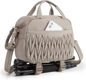 BAGSMART Camera Sling Bag, Portable Small Camera Bags for Photographers with Tripod Holder, Waterproof DSLR/SLR/Cute Camera Case for Women with Rain Cover, Compatible with Sony Canon Nikon, Camel