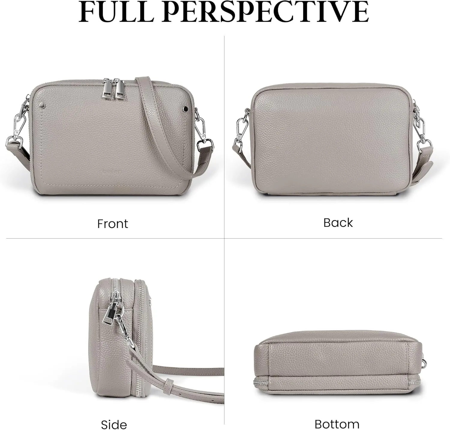 befen Genuine Leather Crossbody Bags for Women, Purses with Built in RFID Wallet Woman Camera Shoulder Bag Handbags