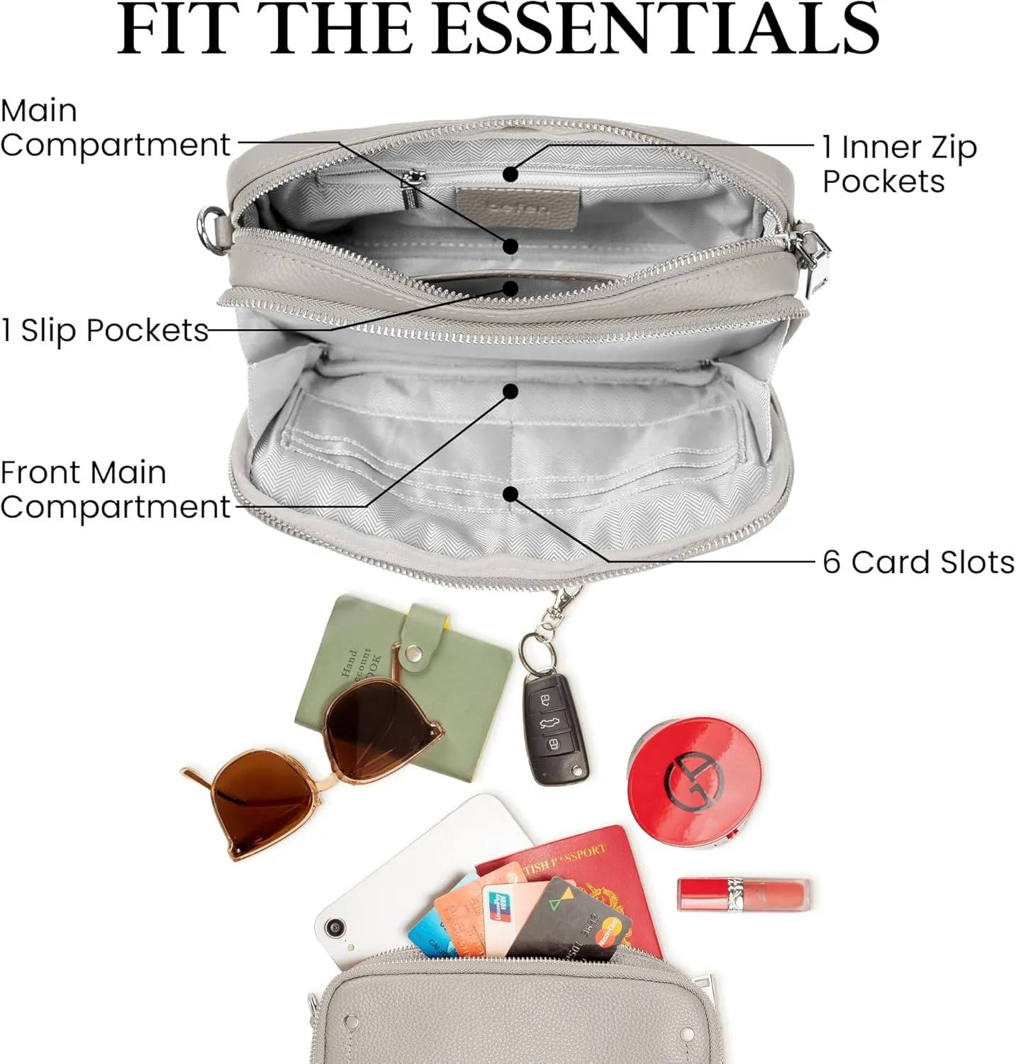 befen Genuine Leather Crossbody Bags for Women, Purses with Built in RFID Wallet Woman Camera Shoulder Bag Handbags