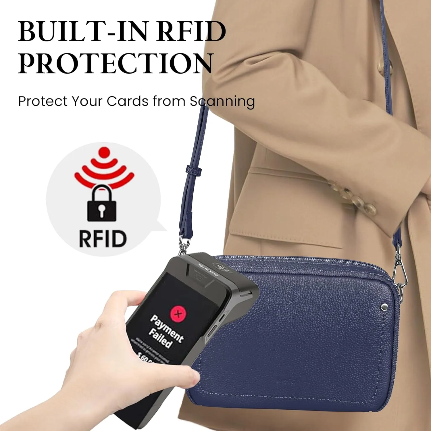 befen Genuine Leather Crossbody Bags for Women, Purses with Built in RFID Wallet Woman Camera Shoulder Bag Handbags
