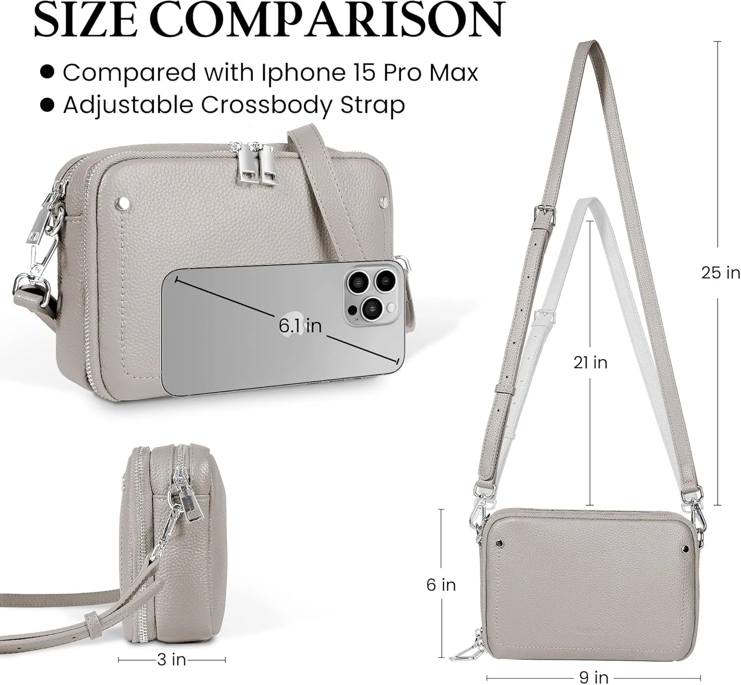 befen Genuine Leather Crossbody Bags for Women, Purses with Built in RFID Wallet Woman Camera Shoulder Bag Handbags