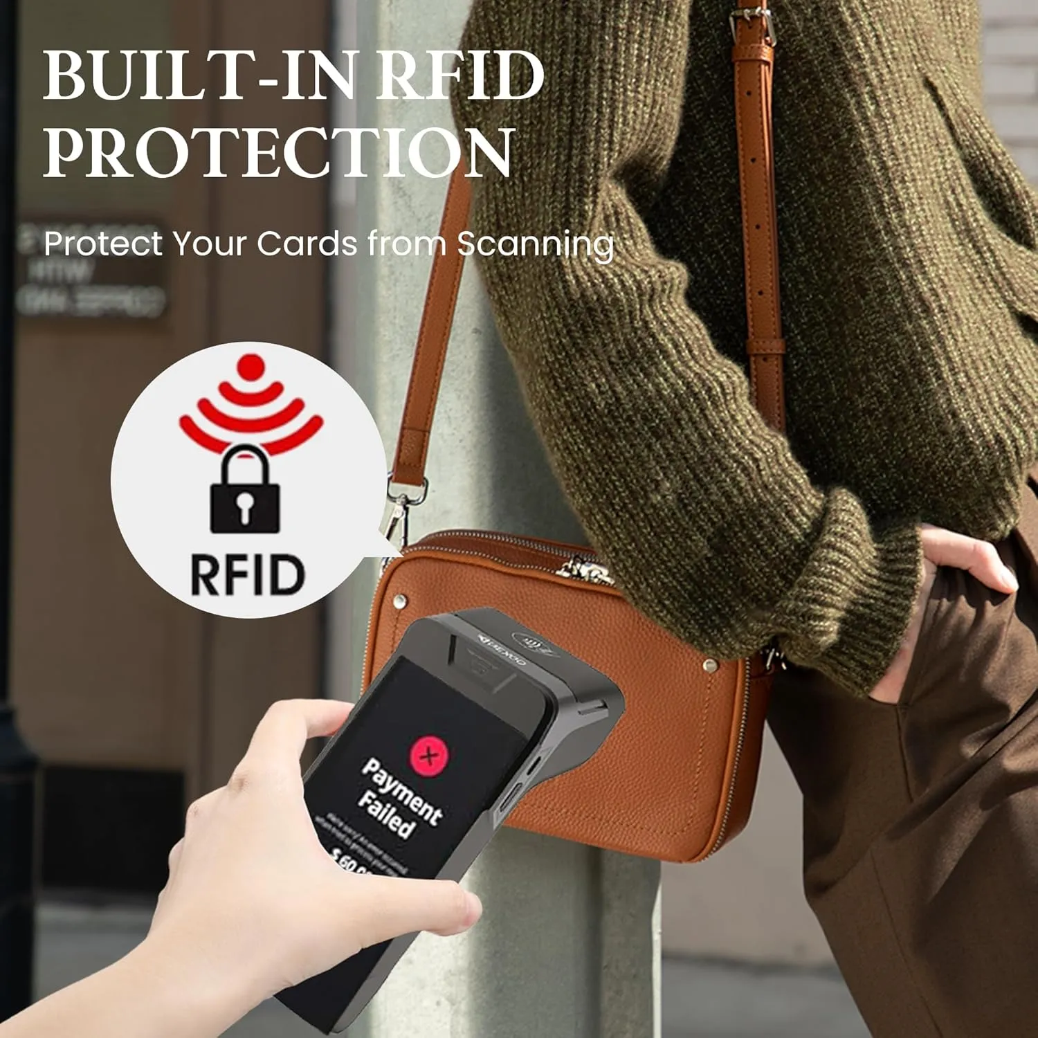 befen Genuine Leather Crossbody Bags for Women, Purses with Built in RFID Wallet Woman Camera Shoulder Bag Handbags