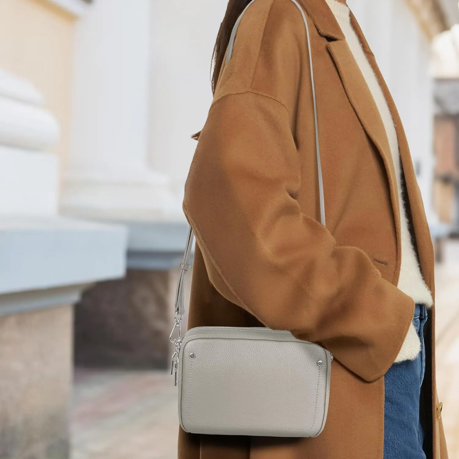 befen Genuine Leather Crossbody Bags for Women, Purses with Built in RFID Wallet Woman Camera Shoulder Bag Handbags