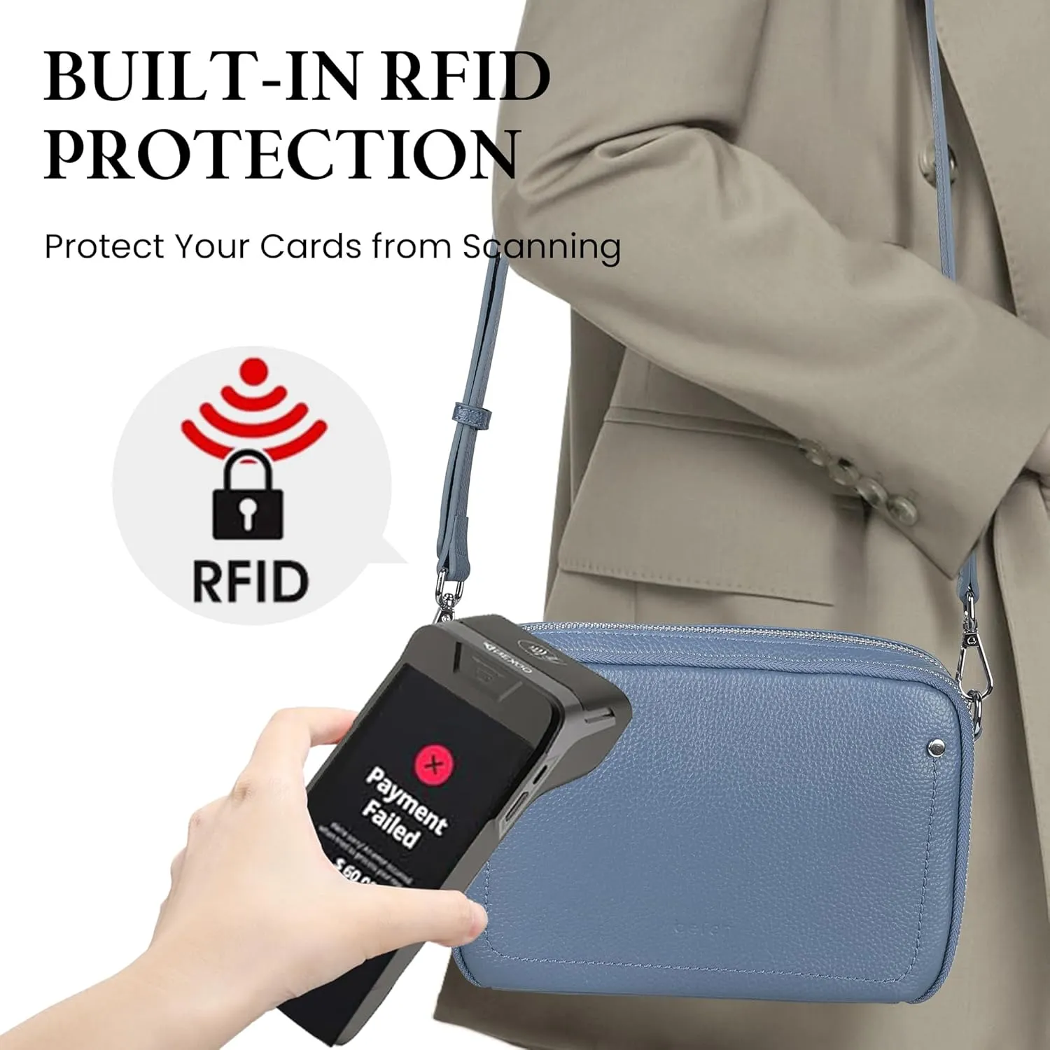 befen Genuine Leather Crossbody Bags for Women, Purses with Built in RFID Wallet Woman Camera Shoulder Bag Handbags