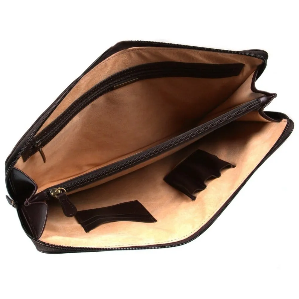 Belgrave Leather A4 Document Case - Brown