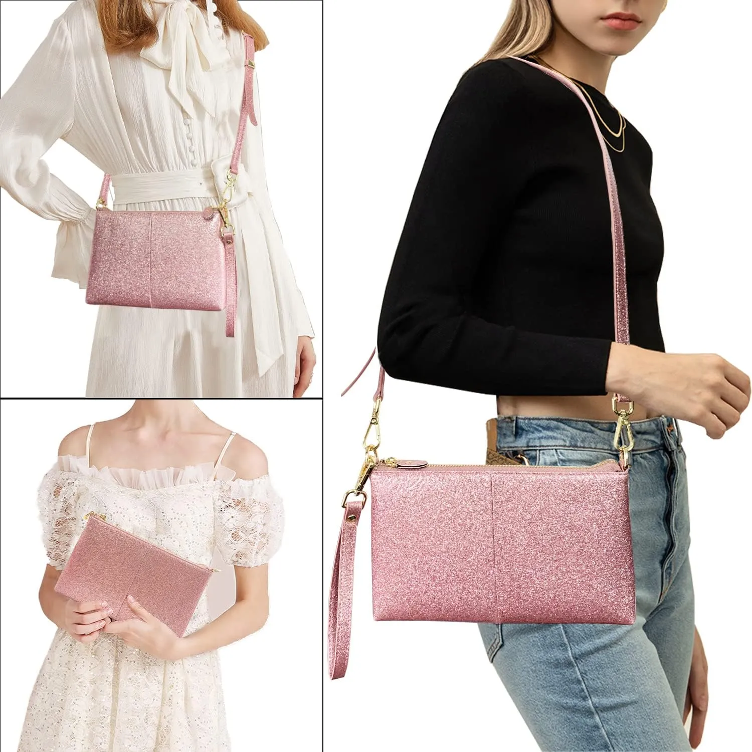 Beurlike Leather Wristlet Wallet Clutch Purses For Women Small Crossbody Phone Bags