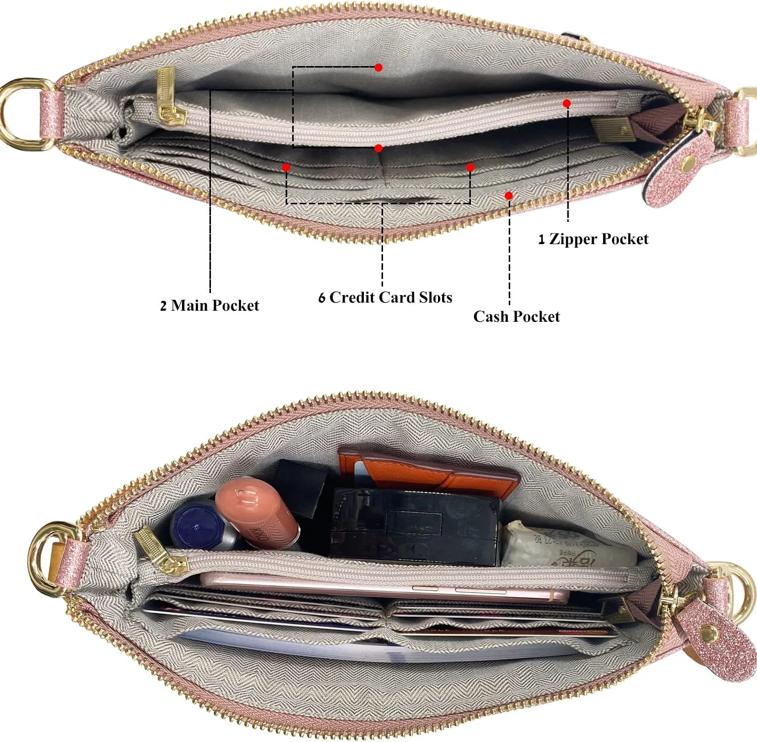Beurlike Leather Wristlet Wallet Clutch Purses For Women Small Crossbody Phone Bags