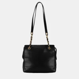Black Caviar Medium Vintage Stitched Triple CC Shoulder Bag