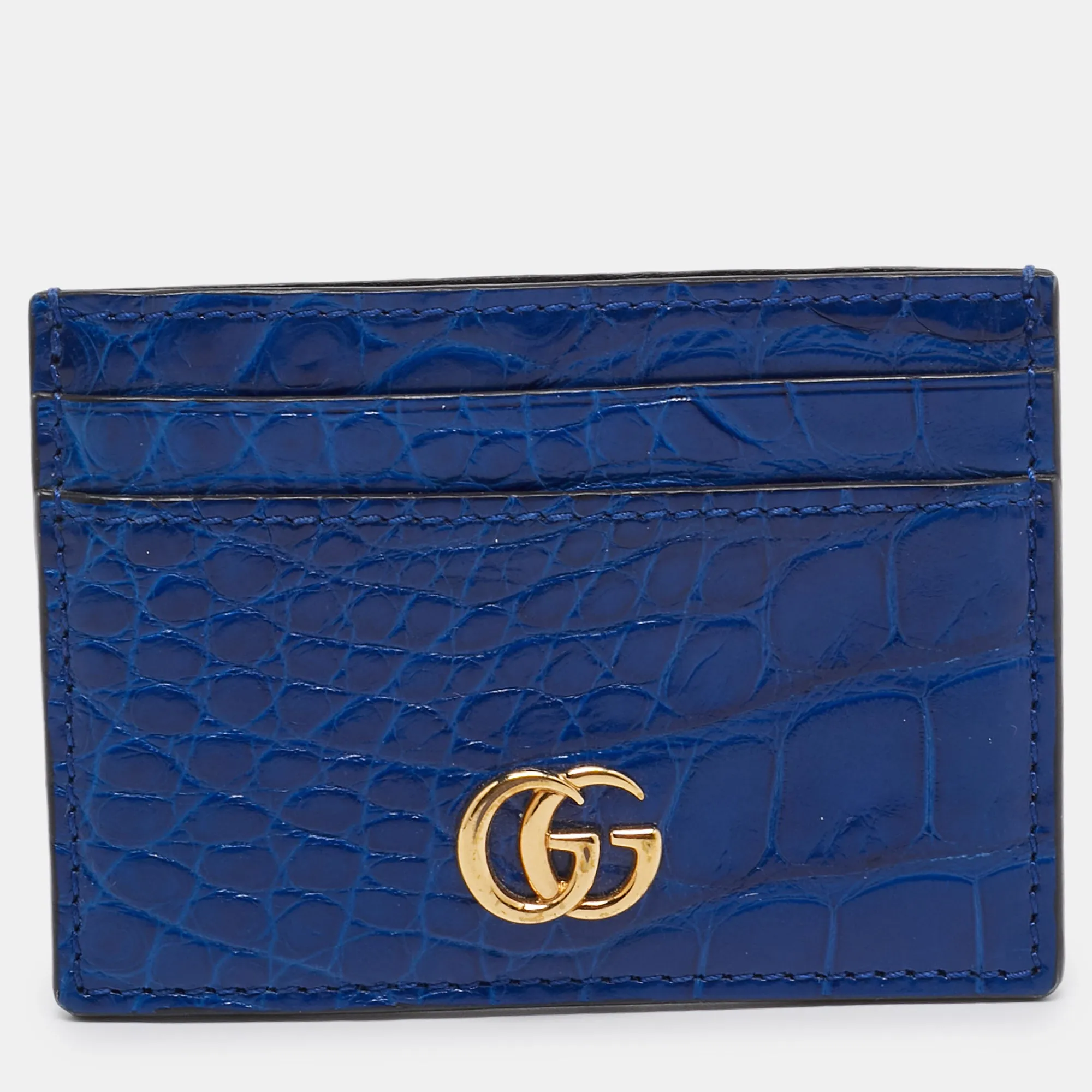 Blue Alligator GG Marmont Card Holder