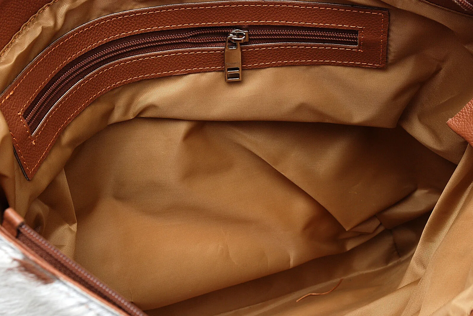 Brown White Cowhide Ladies Bag