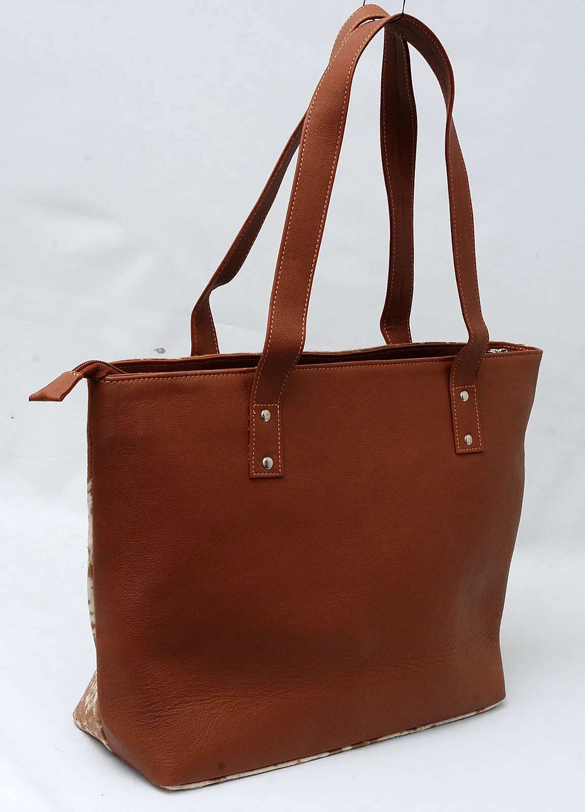 Brown White Cowhide Ladies Bag