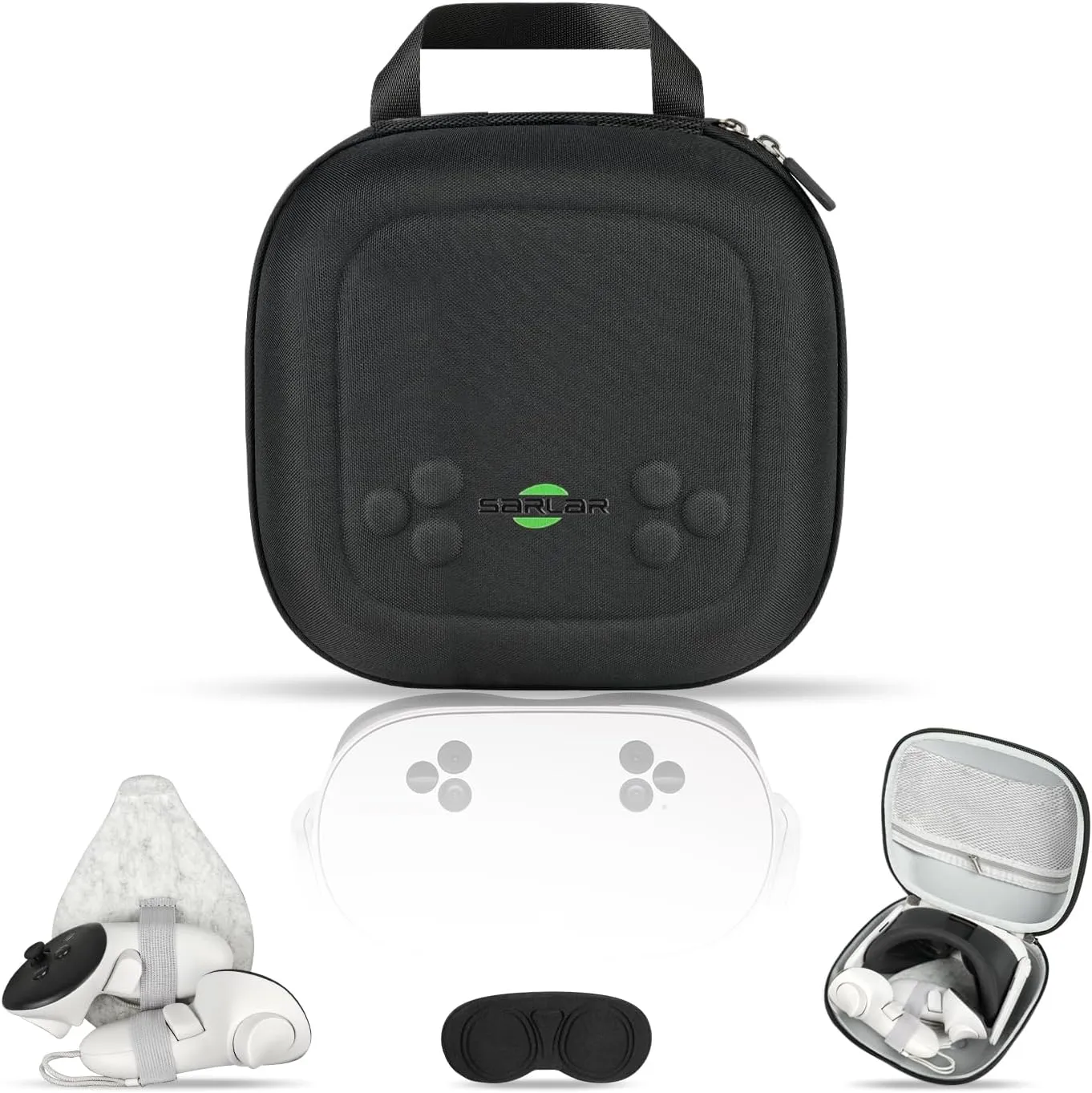 BS2 Hard Carrying Case for Meta Quest 3S/Quest 3/Oculus Quest 2 VR Headset, Portable Protection Travel Case with Lens Cover Fits Controller, Original Headstrap, Charging Cable & Adapter, Black