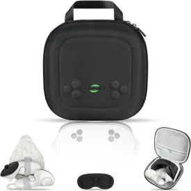 BS2 Hard Carrying Case for Meta Quest 3S/Quest 3/Oculus Quest 2 VR Headset, Portable Protection Travel Case with Lens Cover Fits Controller, Original Headstrap, Charging Cable & Adapter, Black