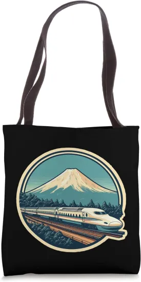 Bullet Train Mount Fuji Japanese Souvenir Shinkansen Train Tote Bag