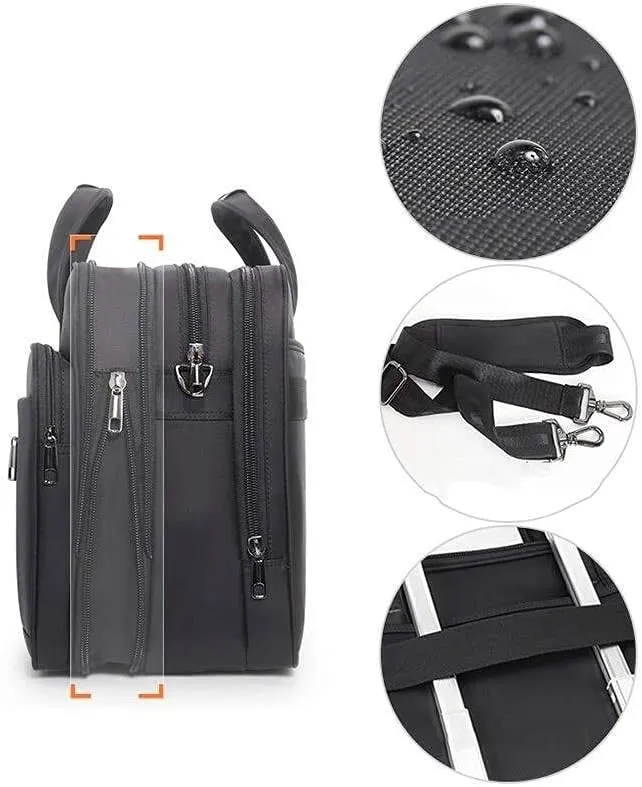 Business Document Bag with Laptop Compartment, Oxford Cloth Briefcase, Durable Laptop Travel Bag