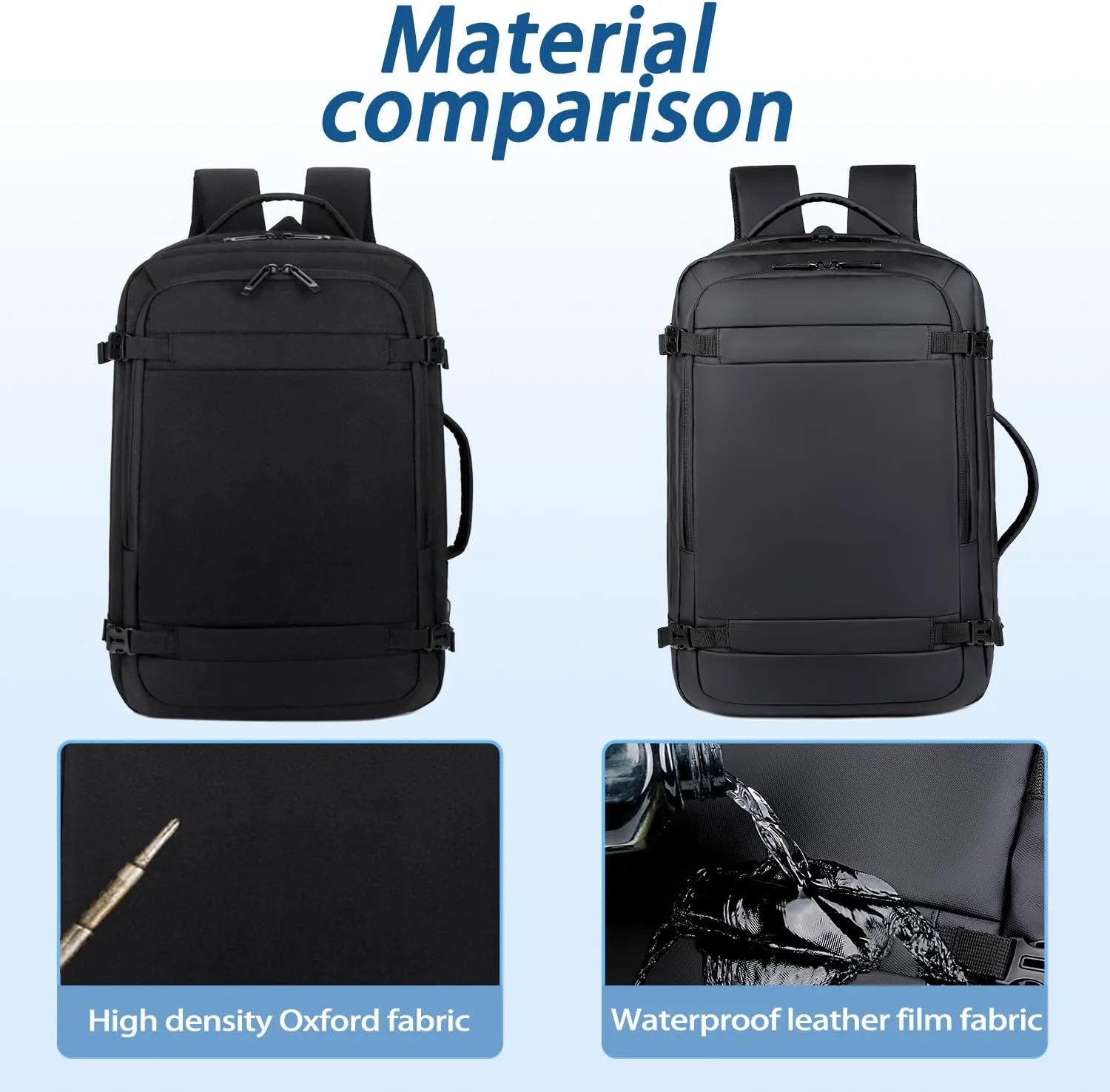 Business Travel Laptop Backpack for Men, Anti-Theft, Waterproof, USB Charging Port, Fits 15.6 Laptop  Black