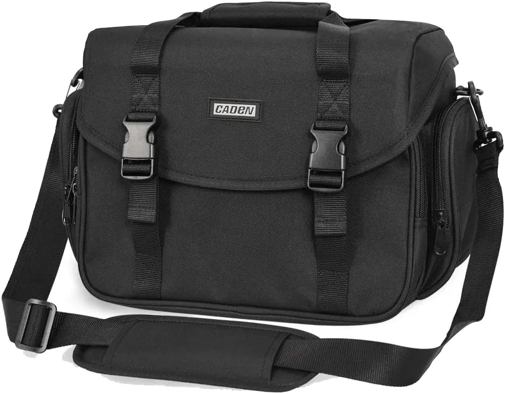 CADeN Camera Bag Case Shoulder Messenger Bag with Tripod Holder Compatible for Nikon, Canon, Sony, DSLR SLR Mirrorless CamerasWaterproof (Black, Small)