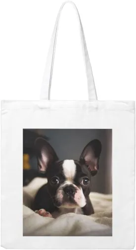 Canvas Aesthetic Tote Bag for Women Handbag Cute Boston Terrier Reusable Grocery Bags with Handles