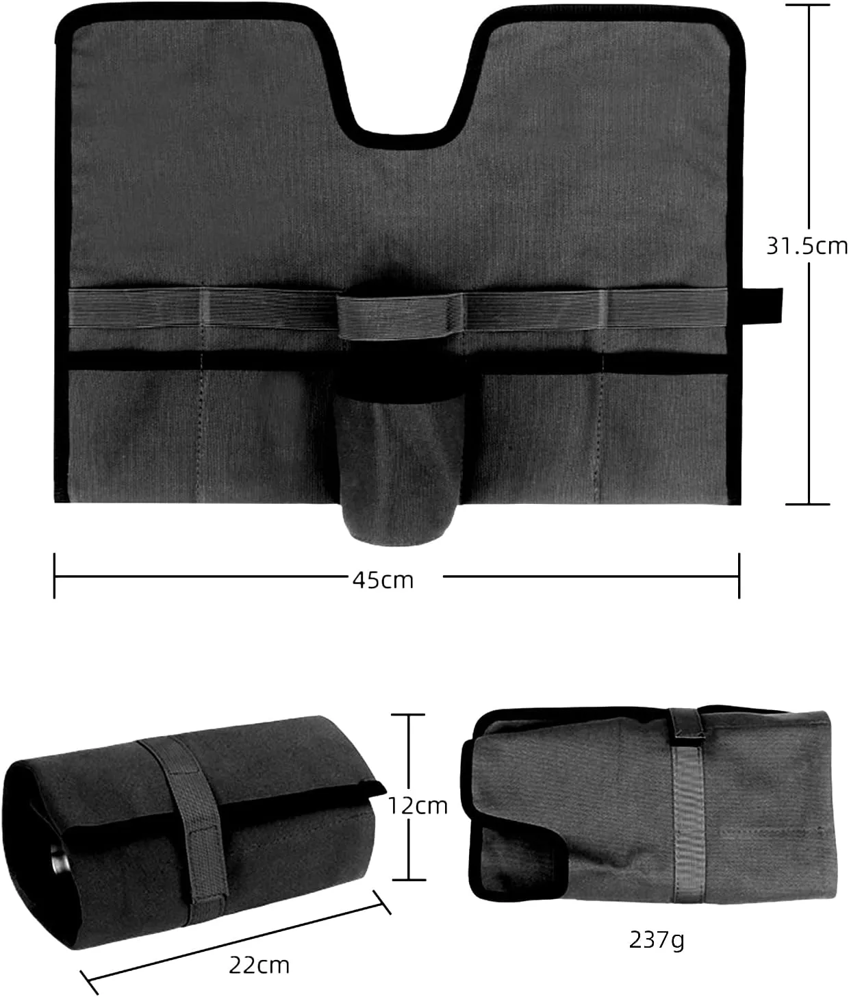 Canvas Bartender Travel Kit - Professional Bartender Roll Strap Mixology Cocktail Set Bar Tools Carry Bag (Black)