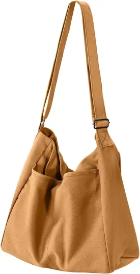 Canvas Crossbody Bag Shoulder Message Bag Large Hobo Tote Bag for Women and Men Work College Bag with Computer Compartment