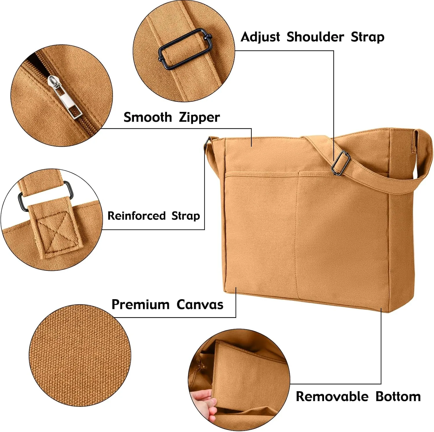 Canvas Crossbody Bag Shoulder Message Bag Large Hobo Tote Bag for Women and Men Work College Bag with Computer Compartment