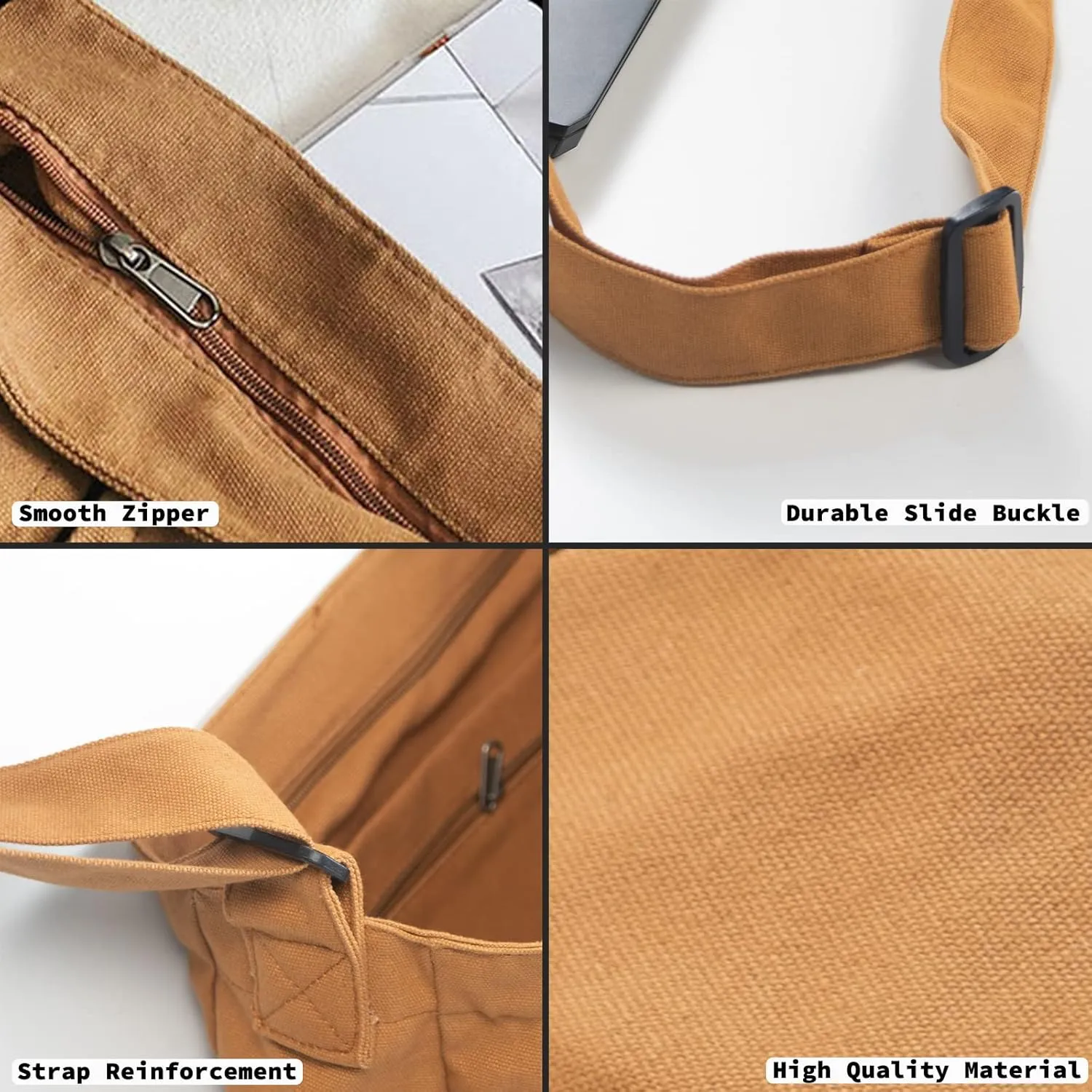 Canvas Messenger Bag Large Hobo Crossbody Bag with Multiple Pockets Casual Shoulder Tote Bag for Women and Men