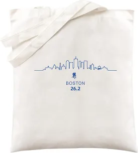 Canvas Shoulder Tote Bag for Men Women - Boston Marathon 26.2 Graphic Unisex Reusable Grocery Bags