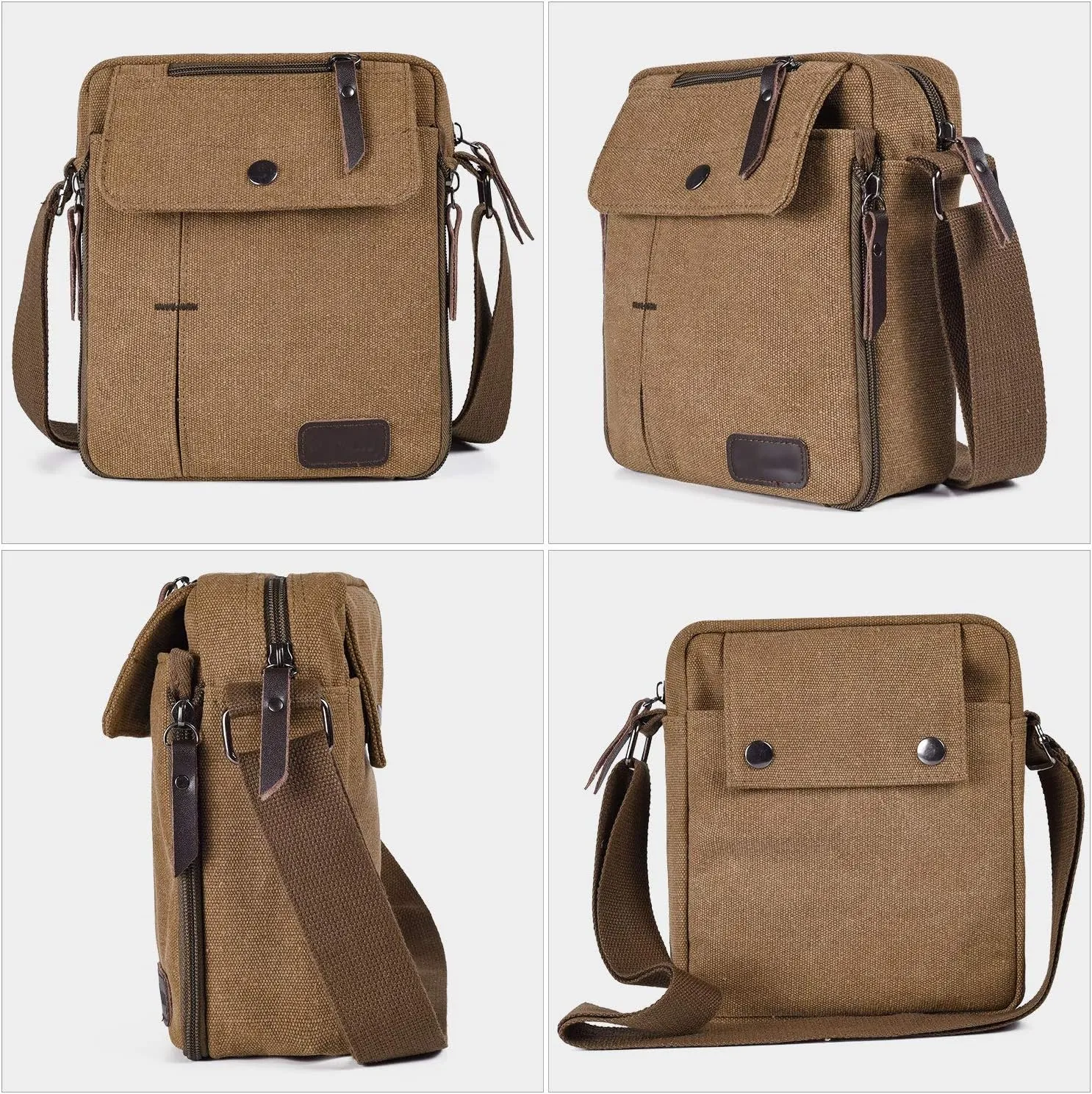 Canvas Small Messenger for Men Women, Mini Crossbody Shoulder Chest Travel Bag, Multi-pocket Purse