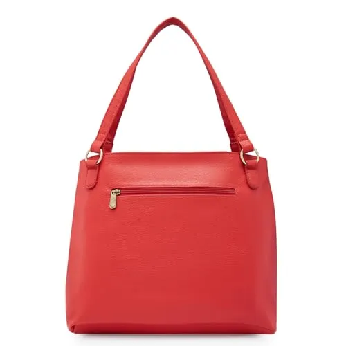 Caprese Andrea Tote Bag, Medium-Coral | Stylish Handbag for Women | Spacious, Versatile Office & Daily Essentials Tote | Top Zip Closure